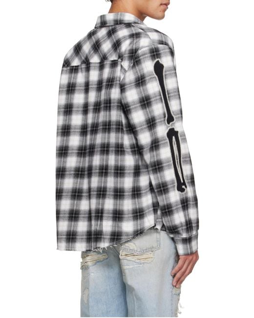 Amiri Gray Long-Sleeved Checked Shirt for men