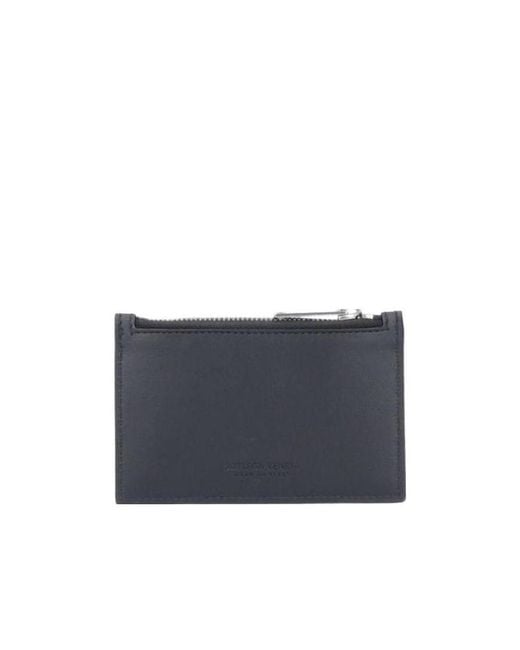 Bottega Veneta Blue Intrecciato Zipped Card Holder for men