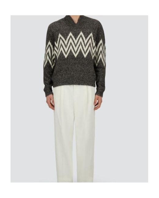 Herno Gray V-Neck Knitwear for men