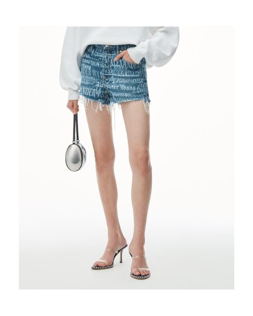 Alexander Wang Blue All-Over Logo Shorts