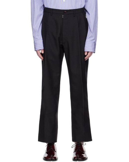 Maison Margiela Black High-Waist Pleated Trousers for men