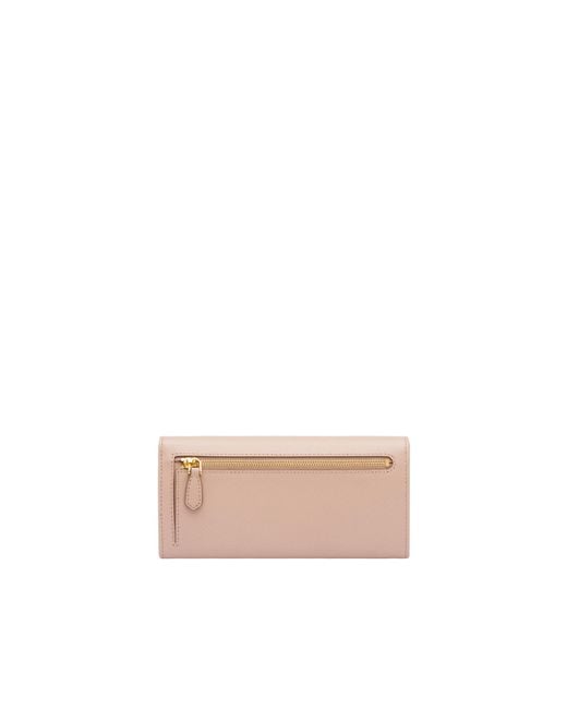 Prada Pink Logo Plaque Fold Continental Wallet