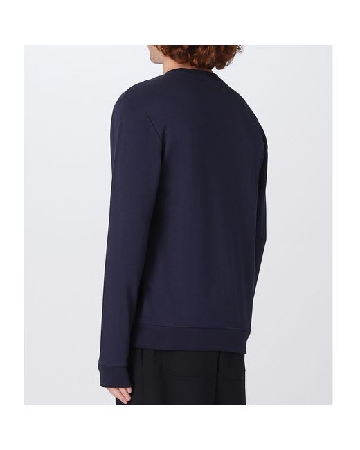 EA7 Blue Round-Necked Logo Sweater for men