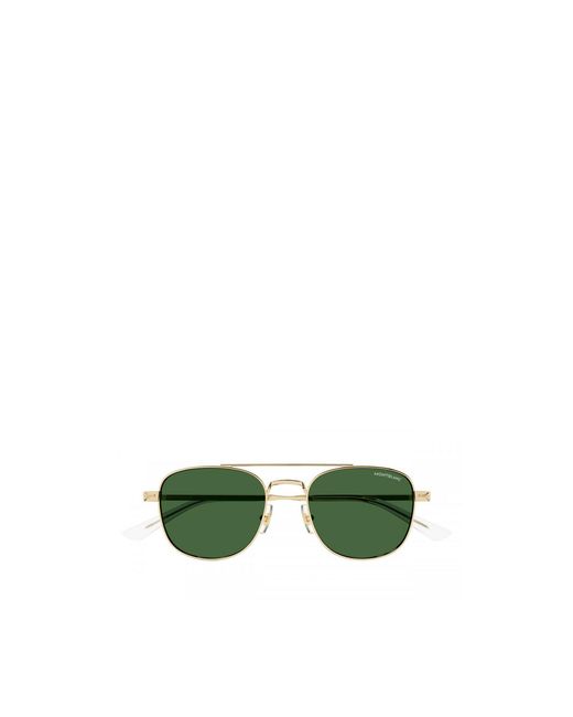 Montblanc Metallic Eyewear Double Bridge Pilot Frame Sunglasses for men