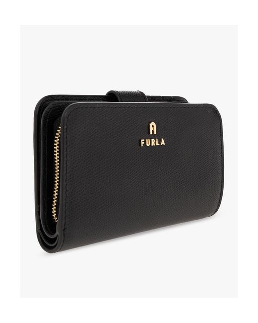 Furla Black Logo-Plaque Zipped Wallet