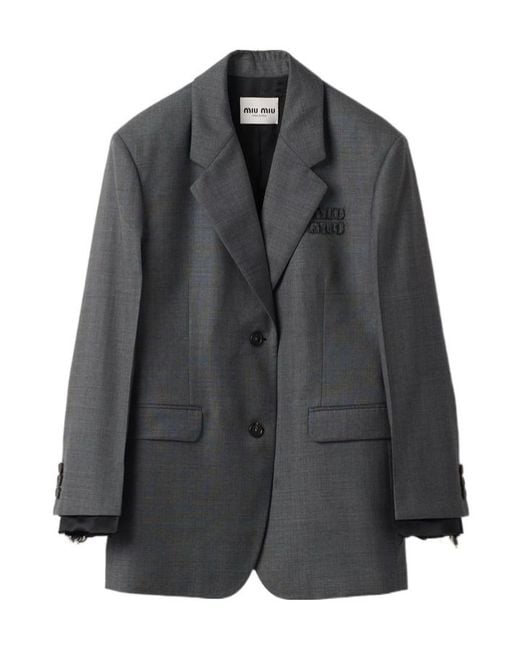 Miu Miu Black Single-Breasted Prince Of Wales Check Grisaille Jacket