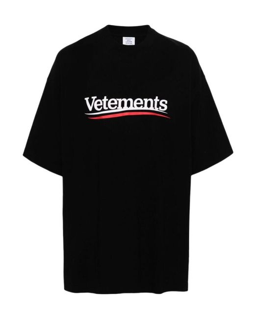 Vetements Black Logo Printed Crewneck T-Shirt for men