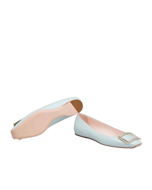 Roger Vivier Gray Trompette Logo Ballet Shoes