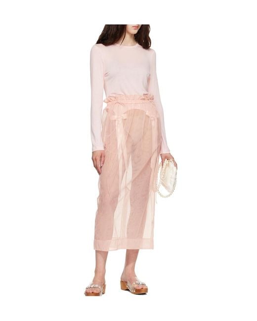 Simone Rocha Pink Waist-Cinching Midi Skirt