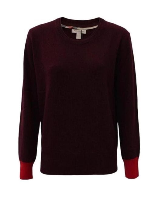 Burberry Red Round-Neck And Long-Sleeved Sweater
