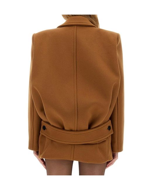Saint Laurent Brown Single-Breasted Short Coat