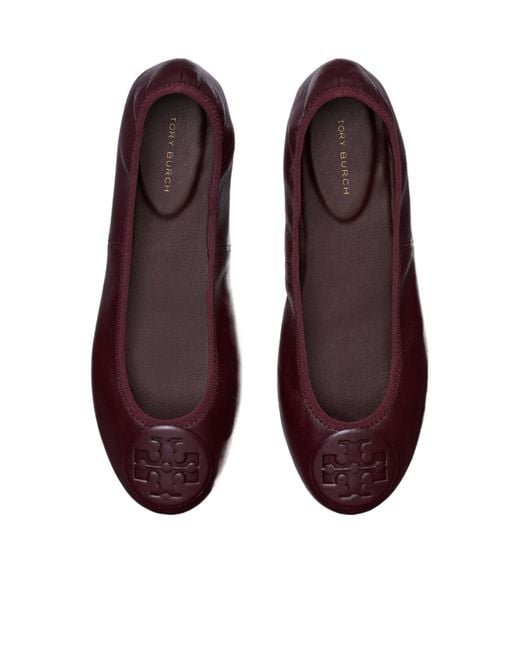 Tory Burch Brown Logo Medallion Ballet Flats
