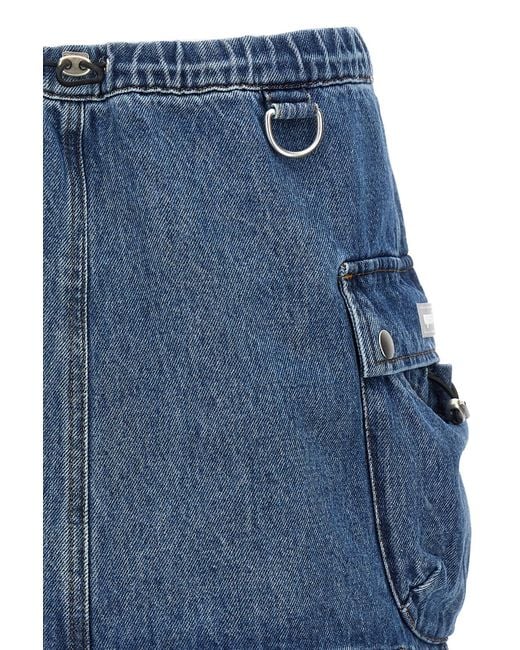 Coperni Blue Drawstring-Waist Denim Mini Skirt