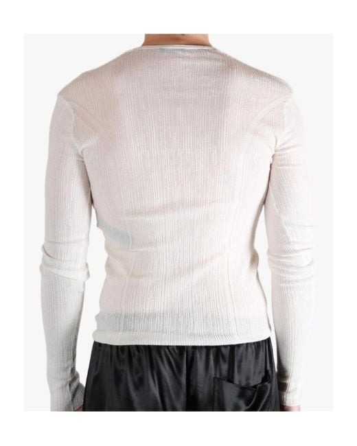 Ann Demeulemeester White Long-Sleeve Knitted Top for men