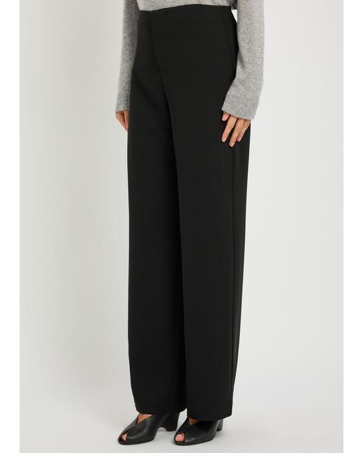 Reformation Black Vida Straight-Leg Crepe Trousers