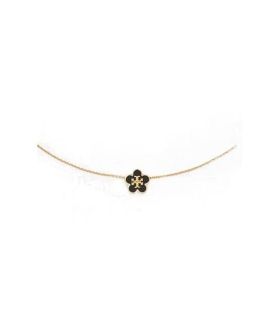 Tory Burch White Kira Flower Pendant Necklace