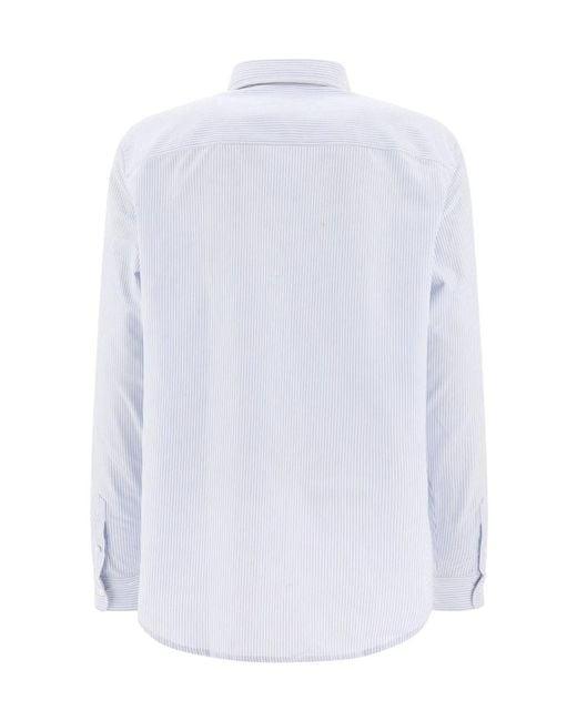 A.P.C. White Pinstriped Curved Hem Shirt for men