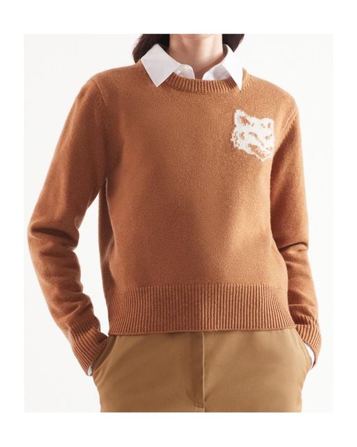 Maison Kitsuné Brown Maison Kitsuné Fox Head Intarsia Regular Jumper