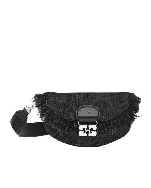 Ganni Black Apo G Logo Plaque Mini Shoulder Bag