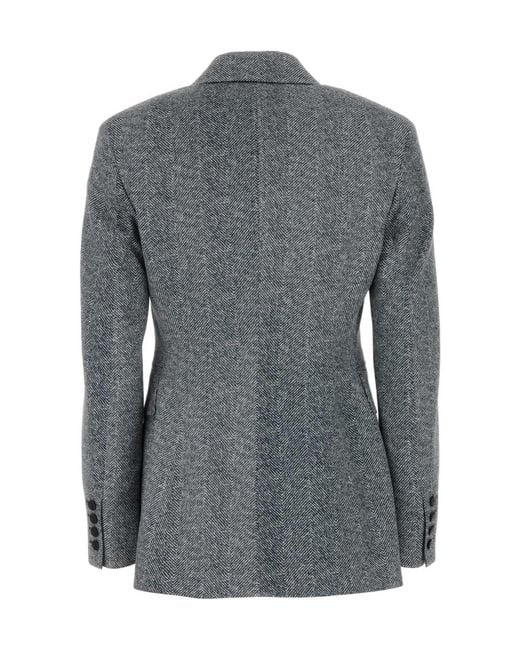 Ermanno Scervino Gray Herringbone Single Breasted Blazer