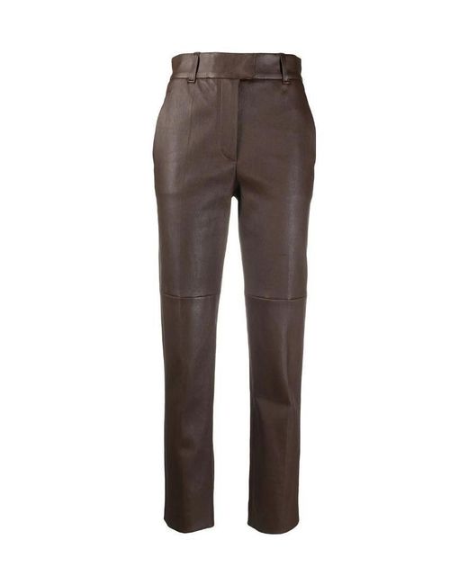 Brunello Cucinelli Brown High-Waisted Cropped Trousers