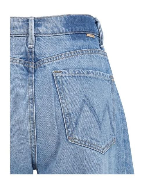 Mother Blue High-Rise Wide-Leg Jeans