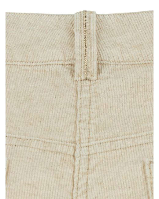 Brunello Cucinelli Natural Wide-Leg Velvet Pants
