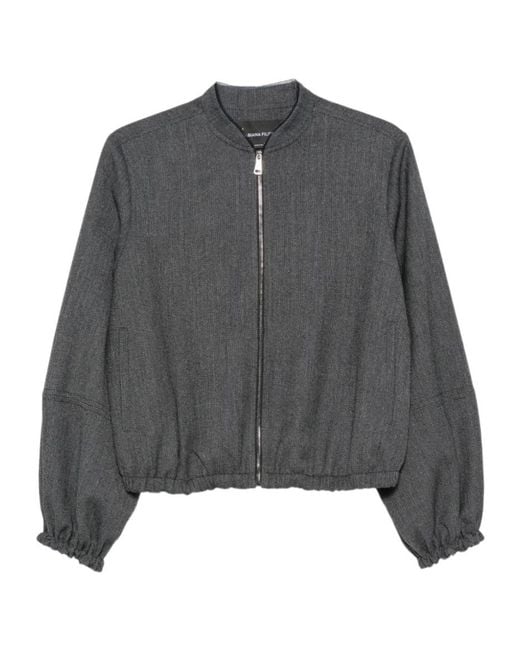 Fabiana Filippi Gray Elasticated-Hem Zip-Up Jacket