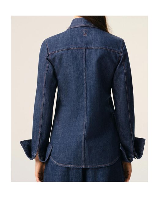 AMI Blue Ami De Coeur Long Sleeved Denim Shirt
