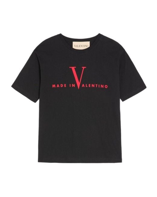 Valentino Black Logo Printed Crewneck T-Shirt for men