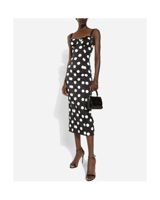 Dolce & Gabbana White Polka Dot Printed Sleeveless Dress