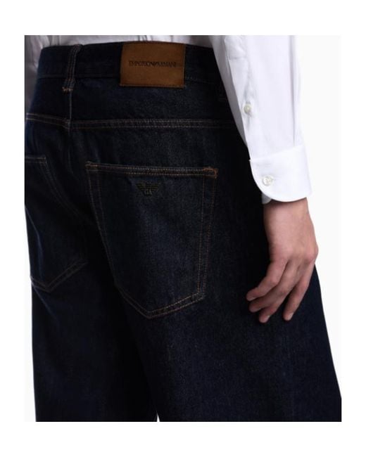 Emporio Armani Blue Straight-Leg Cotton Denim Jeans With A Five-Pocket Design for men