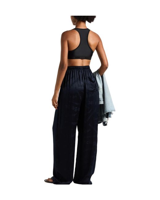 Balenciaga Blue Printed Versatile Minimalist Casual Trousers