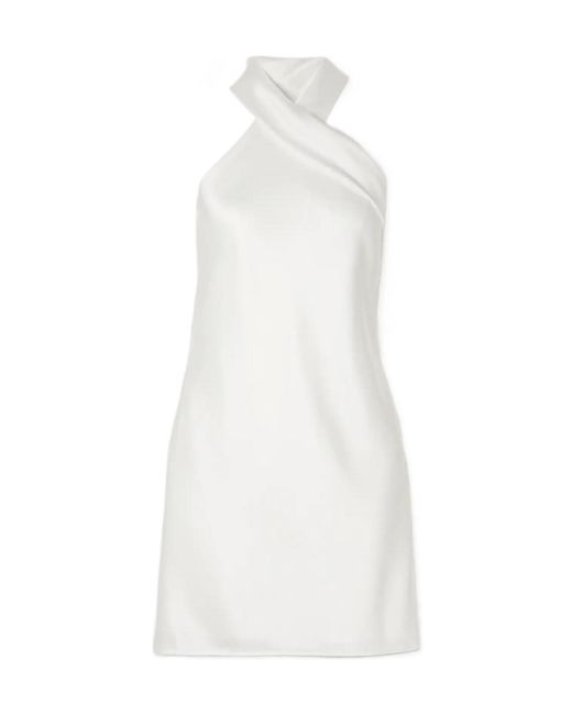 Galvan White Minimalist Satin Mini Dress