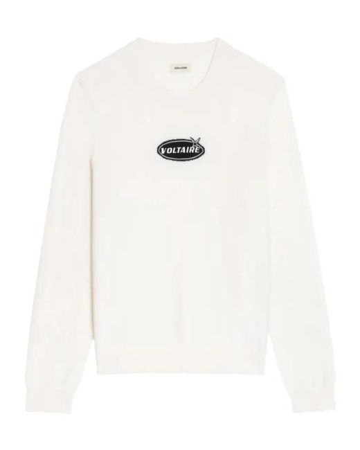 Zadig & Voltaire White Kennedy Logo Sweater for men