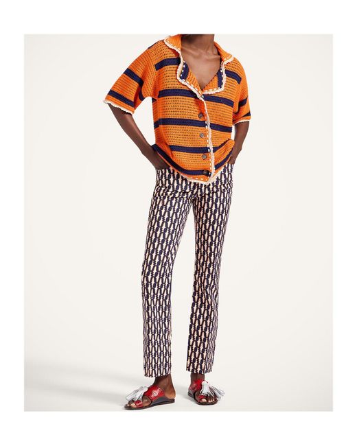 LaDoubleJ Multicolor Geometric-Print Flare Jeans