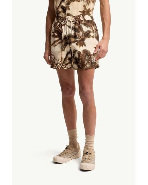 Moncler Natural Patterned Swim Shorts for men