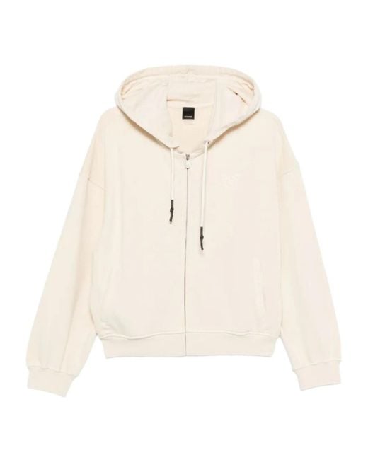 Pinko Natural Drawstring Zipped Hoodie