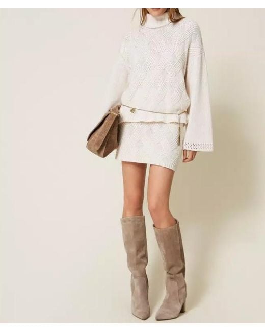 Twinset White Turtleneck Pullover