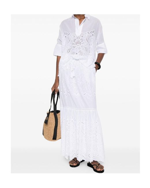ERMANNO FIRENZE White Broderie Tiered Skirt