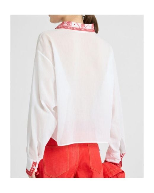Ermanno Scervino White Manjaro Embroidered Muslin Shirt