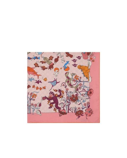 Gucci Pink Graphic Print Scarf