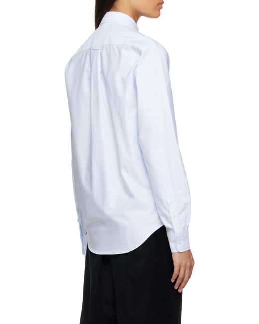 Maison Kitsuné White Fox-Patch Long-Sleeve Shirt for men