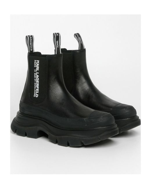 Karl Lagerfeld Black Paneled Chelsea Boots