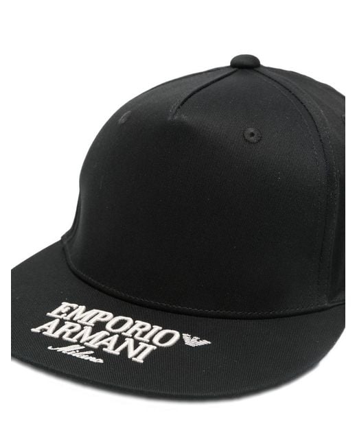 Emporio Armani Black Embroidered Logo Baseball Hat for men