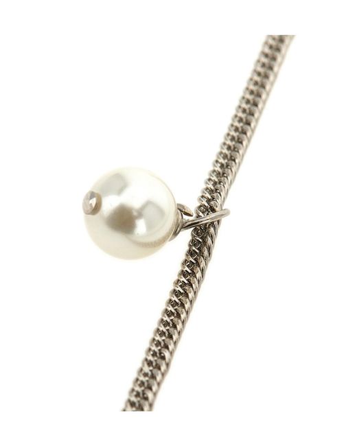 Jil Sander White Ring Pendat Chain-Linked Necklace