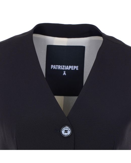Patrizia Pepe Blue Buttoned Sleeveless Jacket