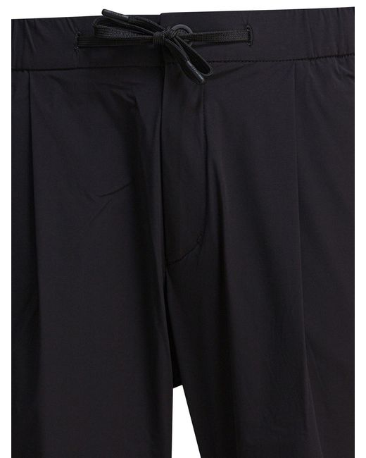 Herno Black Drawstring Pleated Trousers for men