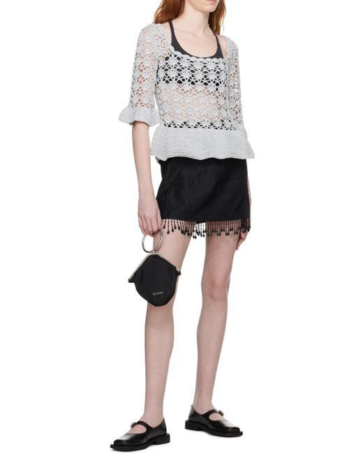 Ganni Gray Crochet Top