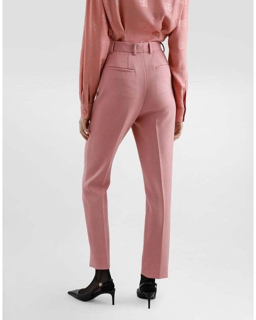 Dolce & Gabbana Pink Pressed Crease Tailored Trousers